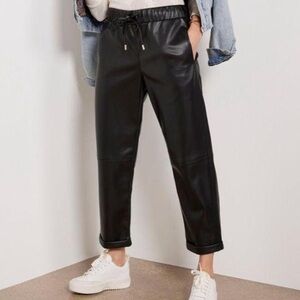 Evereve Black Faux Leather Jogger Pants